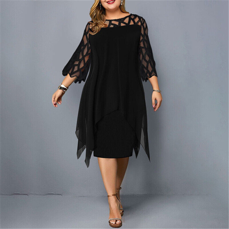 Women's Plus Size Elegant Midi Dress – Flattering Comfortable Fit