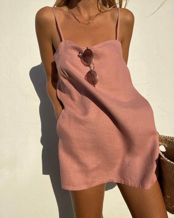 Women's Short Summer Dress – Minimalist Spaghetti Strap Lightweight Sundress